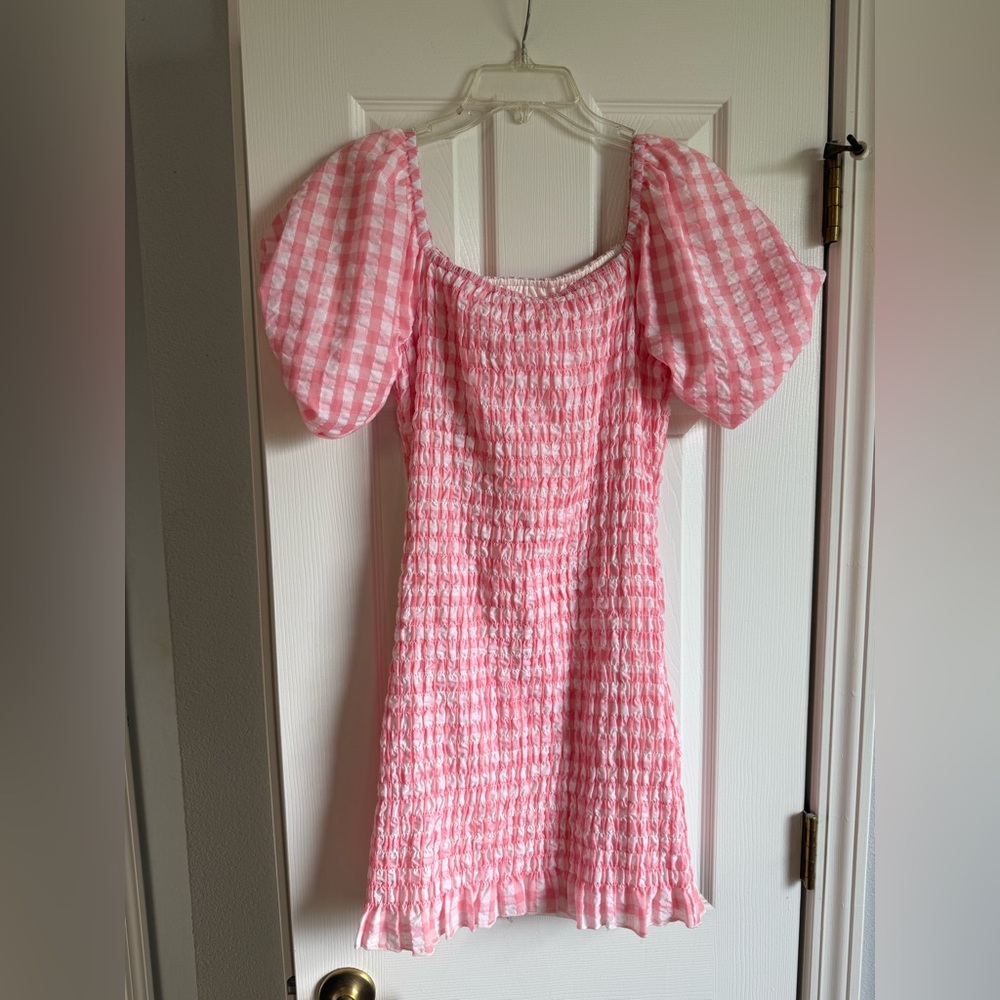 Pink Lily Smocked Pink Gingham Dress Limited Collection with Natalie Kennedy
